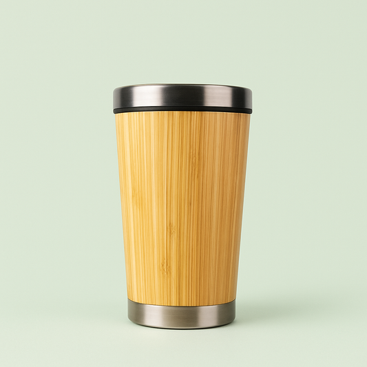 Portable Bamboo Insulated Thermos with Straw – 450ml