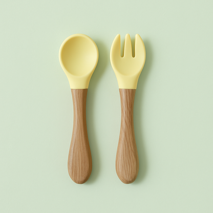 Natural Bamboo & Silicone Baby Suction Plate with Spoon and Fork  – Crab, Cloud, Elephant, Car & Dinosaur Shapes