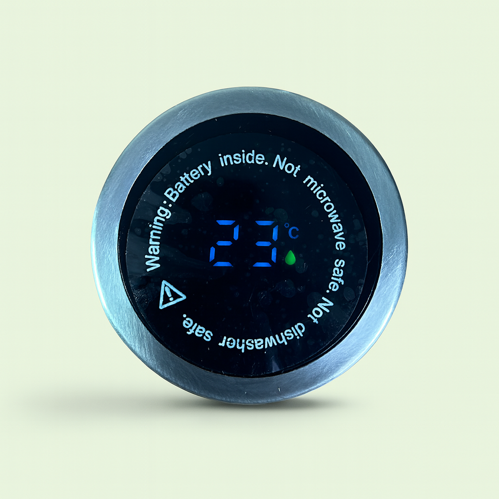 Natural Bamboo, BPA-Free, Vacuum-Sealed Insulated, Hot-Cold Water Bottle with Touch Temperature Display Lid – 500ml