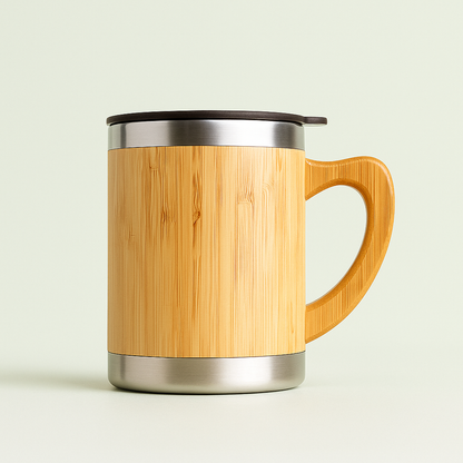 Natural Bamboo Stainless Steel Insulated Mug – 300ml
