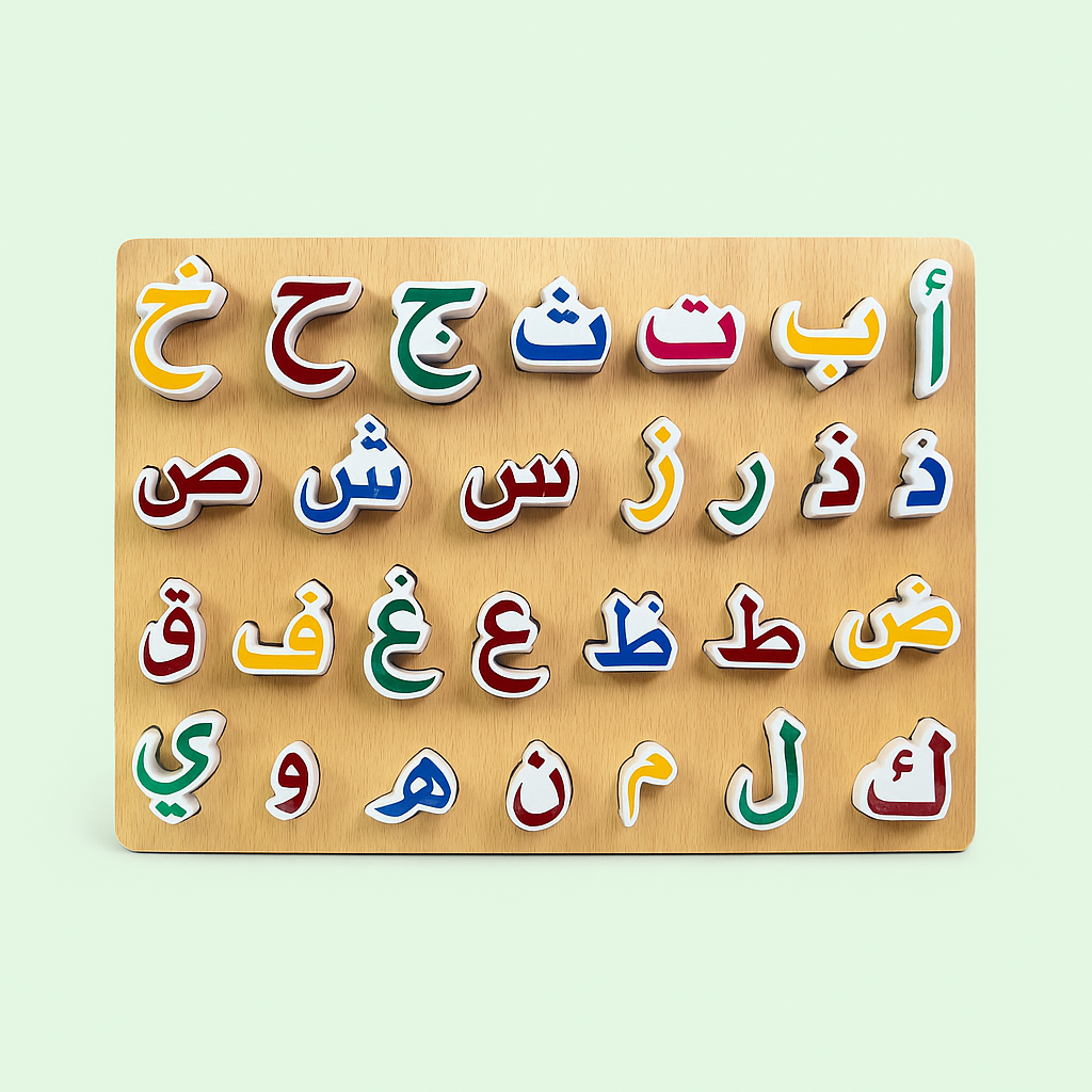 Beech Wood Arabic Alphabet Puzzle – Educational Wooden Toy for Kids