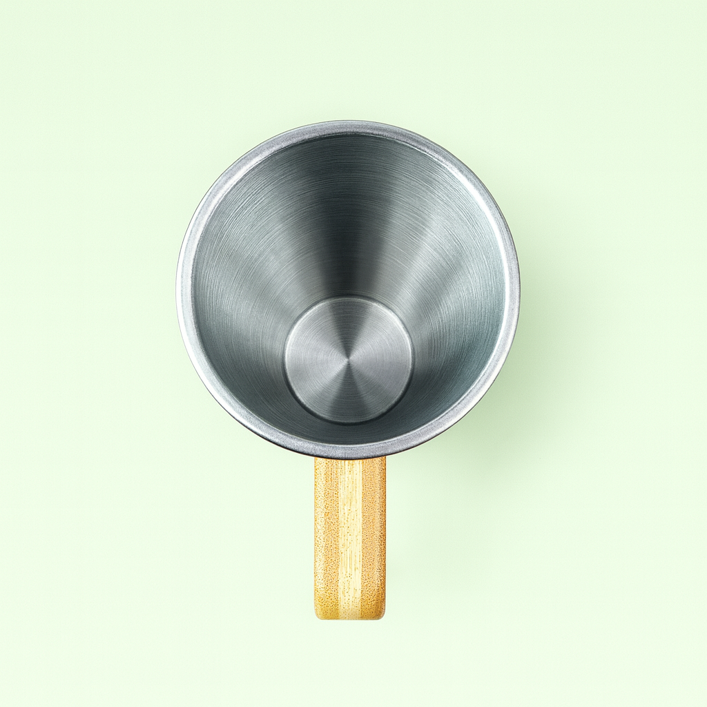 Natural Bamboo, Stainless Steel, 450ml Insulated Mug with Handle, Eco-Friendly Travel Coffee Cup