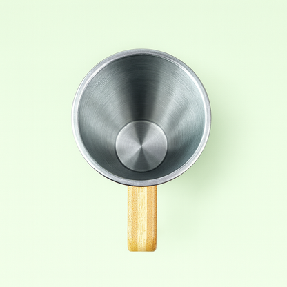 Natural Bamboo, Stainless Steel, 450ml Insulated Mug with Handle, Eco-Friendly Travel Coffee Cup