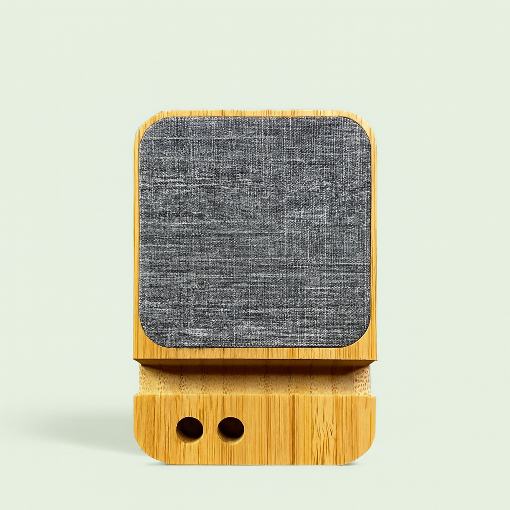 Multifunctional Bamboo Wireless Charger & Desk Organizer