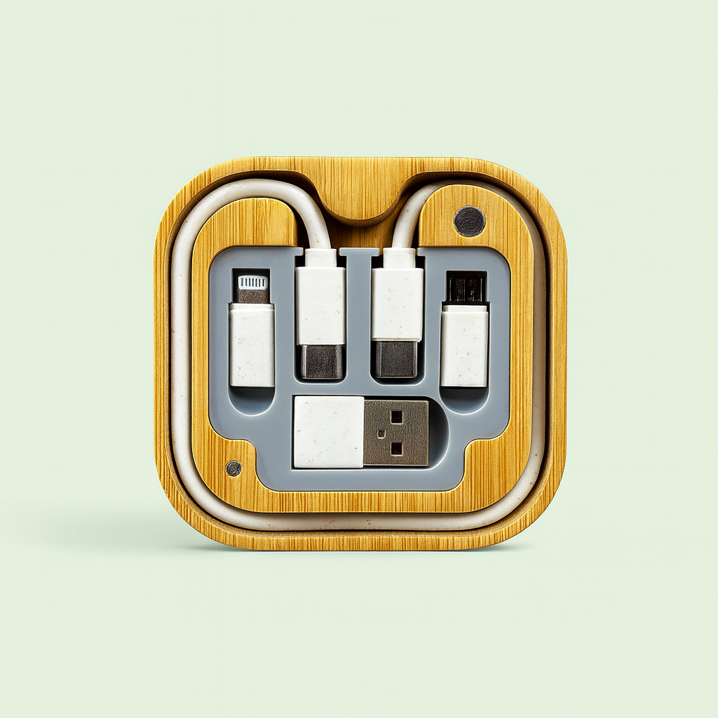 Multifunctional Bamboo Wireless Charger & Desk Organizer