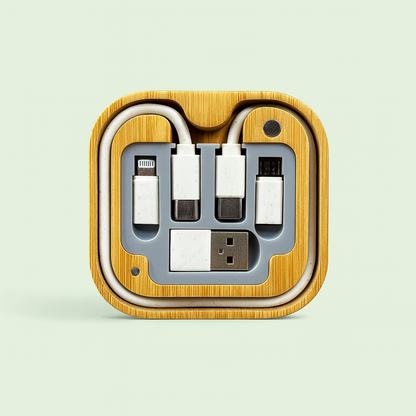 Multifunctional Bamboo Wireless Charger & Desk Organizer