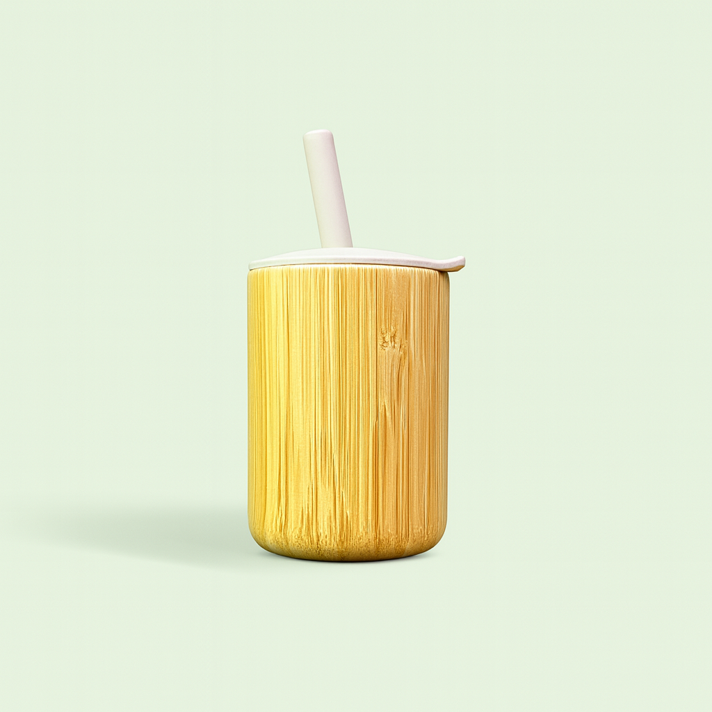 Bamboo Baby Straw Cup – 170ml | Natural Bamboo & Food-Grade Silicone, Eco-Friendly Bamboo Straw Cup for Infants & Toddlers