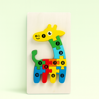 3D Wooden Animal-Vehicle Puzzle – Creative Educational Toy for Kids