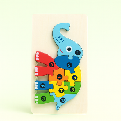 3D Wooden Animal-Vehicle Puzzle – Creative Educational Toy for Kids