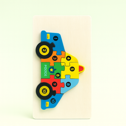 3D Wooden Animal-Vehicle Puzzle – Creative Educational Toy for Kids