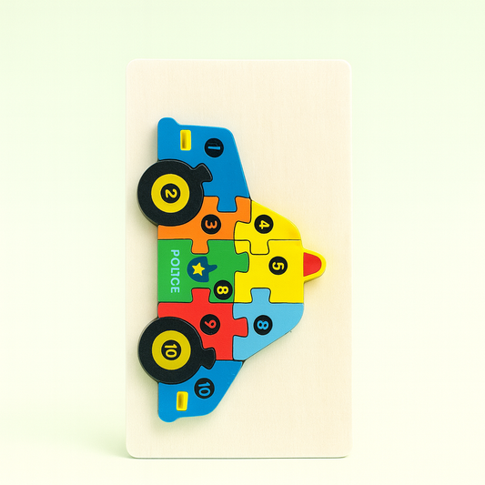 3D Wooden Animal-Vehicle Puzzle – Creative Educational Toy for Kids