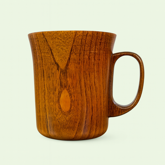 Handcrafted Wooden Coffee Cup  260 ml (9 oz) with Handle, Rustic Tea Cup for Coffee, Milk, Beer, or Water