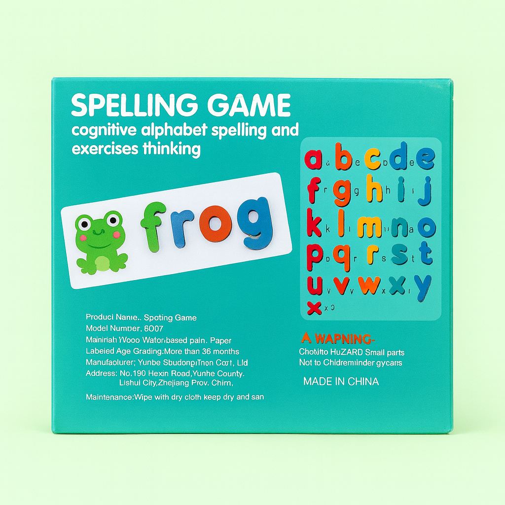 Early Educational Word Spelling Eco- friendly Wooden Toy – Fun Learning for Kids