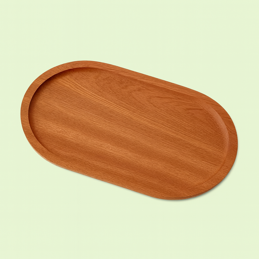 Handcrafted Oval Wooden Tray – Solid Wood Dining & Serving Tray