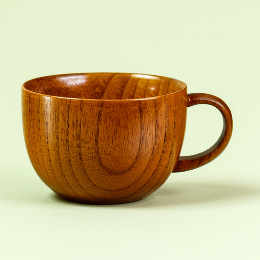 Handcrafted Wooden Cup – 7oz / 200ml with Handle for Tea, Coffee, Beer, Milk, or Water
