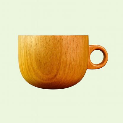 Handcrafted Wooden Cup – 8.45oz / 250ml with Handle for Tea, Coffee, Beer, Milk, or Water