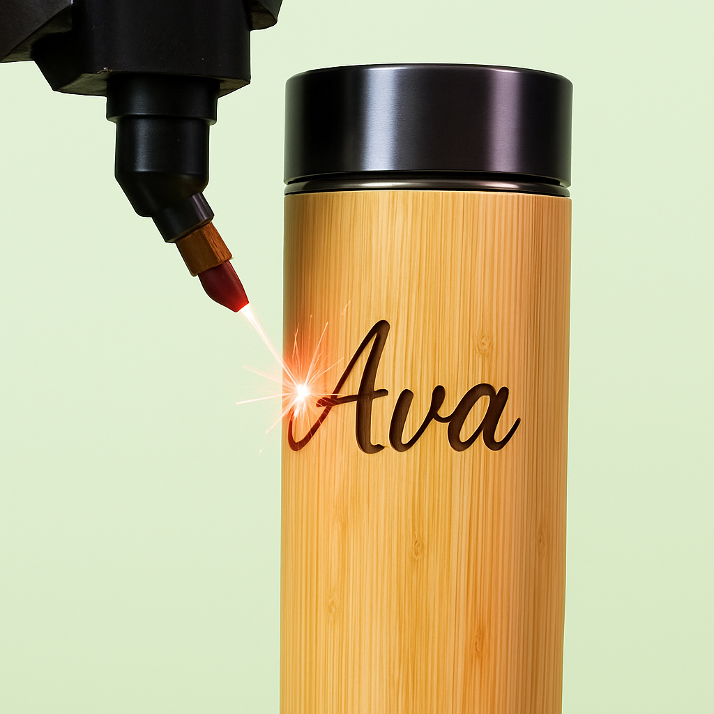 Natural Bamboo, BPA-Free, Vacuum-Sealed Insulated, Hot-Cold Water Bottle with Touch Temperature Display Lid – 500ml